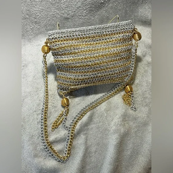 Rare 1960s Delill Silver & Gold Chain Tassel Bag - Picture 6 of 9